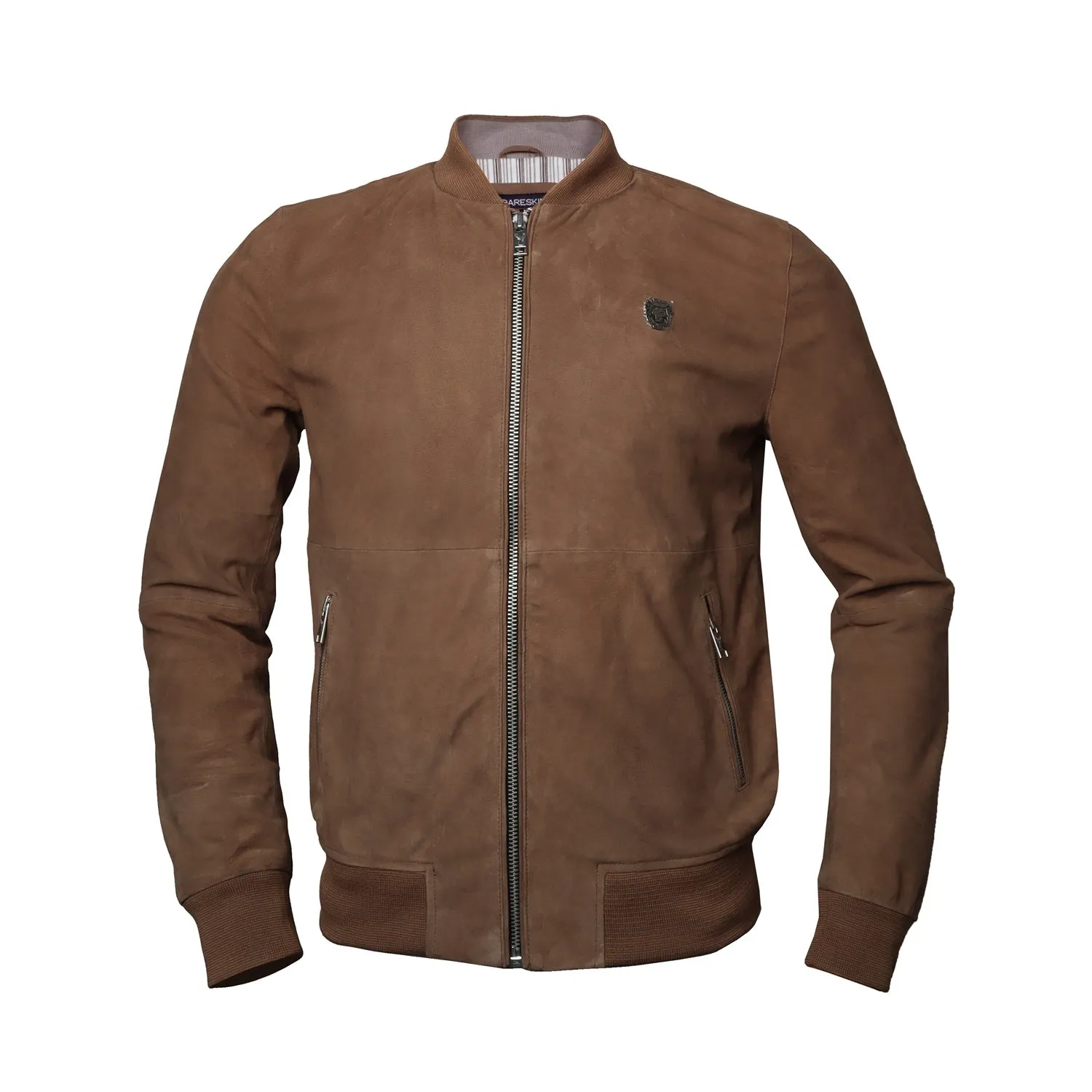 Men's Beige Suede Leather Jacket with Rib Design by Brune & Bareskin