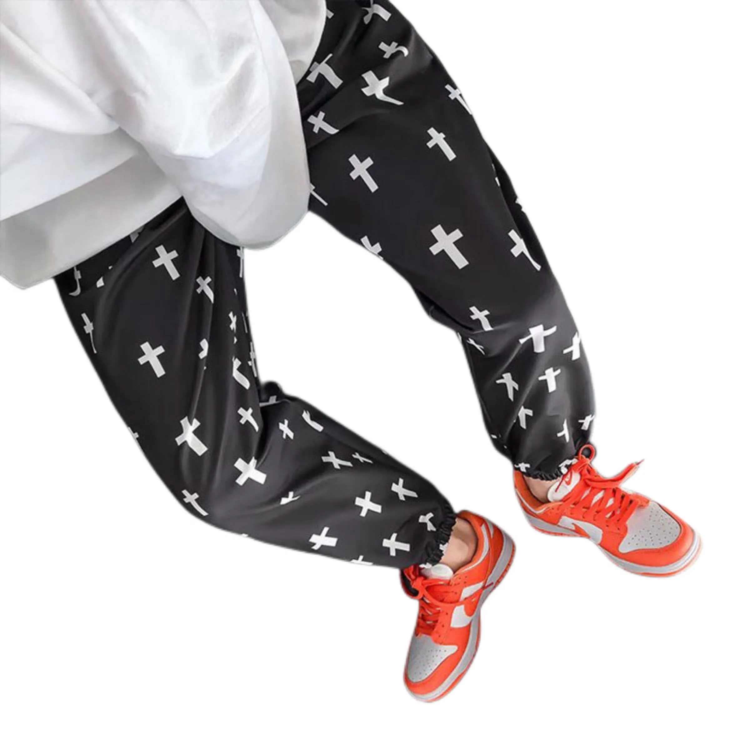 Men's Pants Cross Trousers Loose Style Cross Pattern Size M, L, XL, 2XL, 3XL