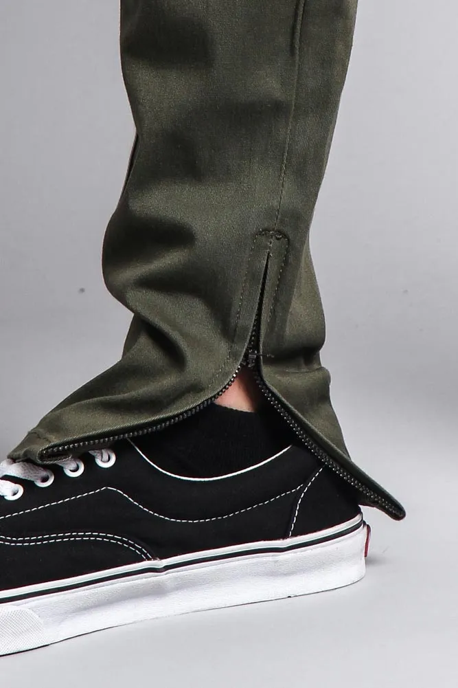 Men's Solid Side Striped Pants with Zipper
