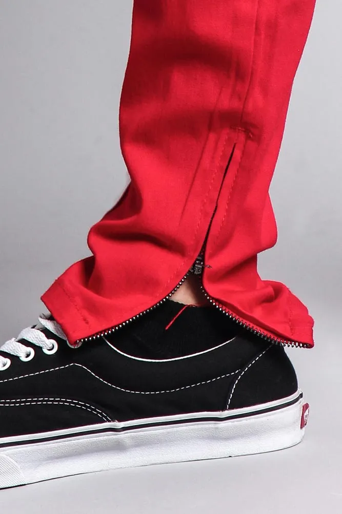 Men's Solid Side Striped Pants with Zipper