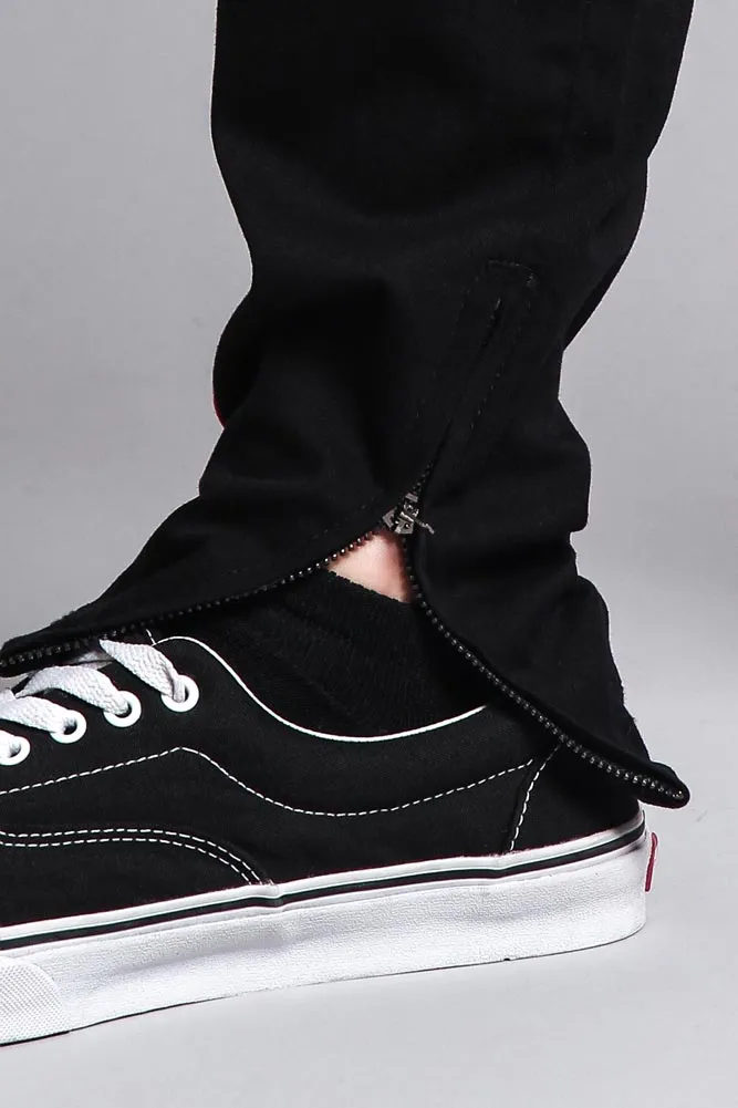 Men's Solid Side Striped Pants with Zipper