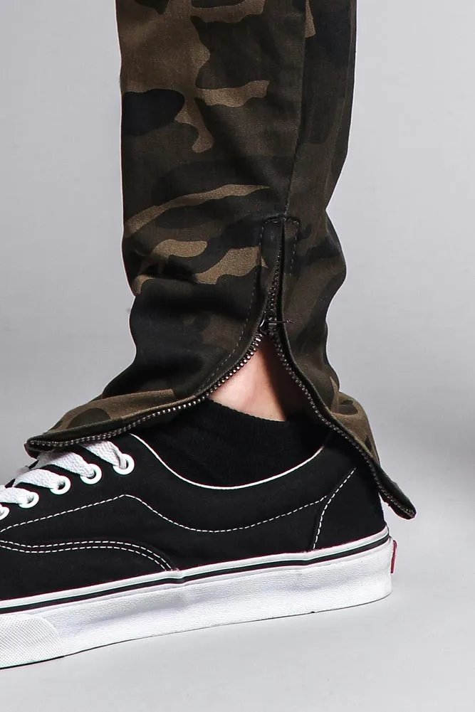 Men's Solid Side Striped Pants with Zipper