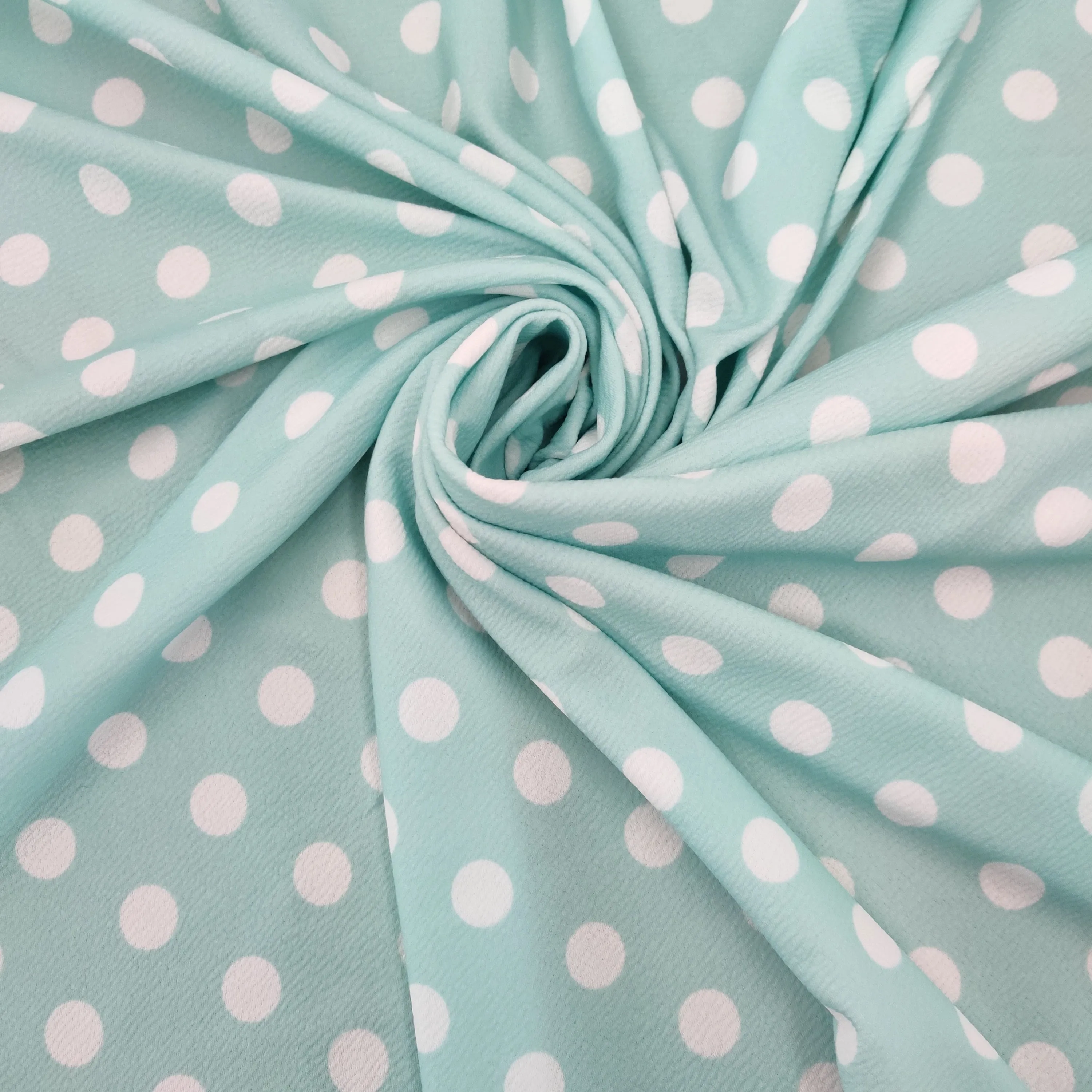 Optimized Title: Stylish Mint Polka Dot Bubble Crepe Dress with Flattering Fit