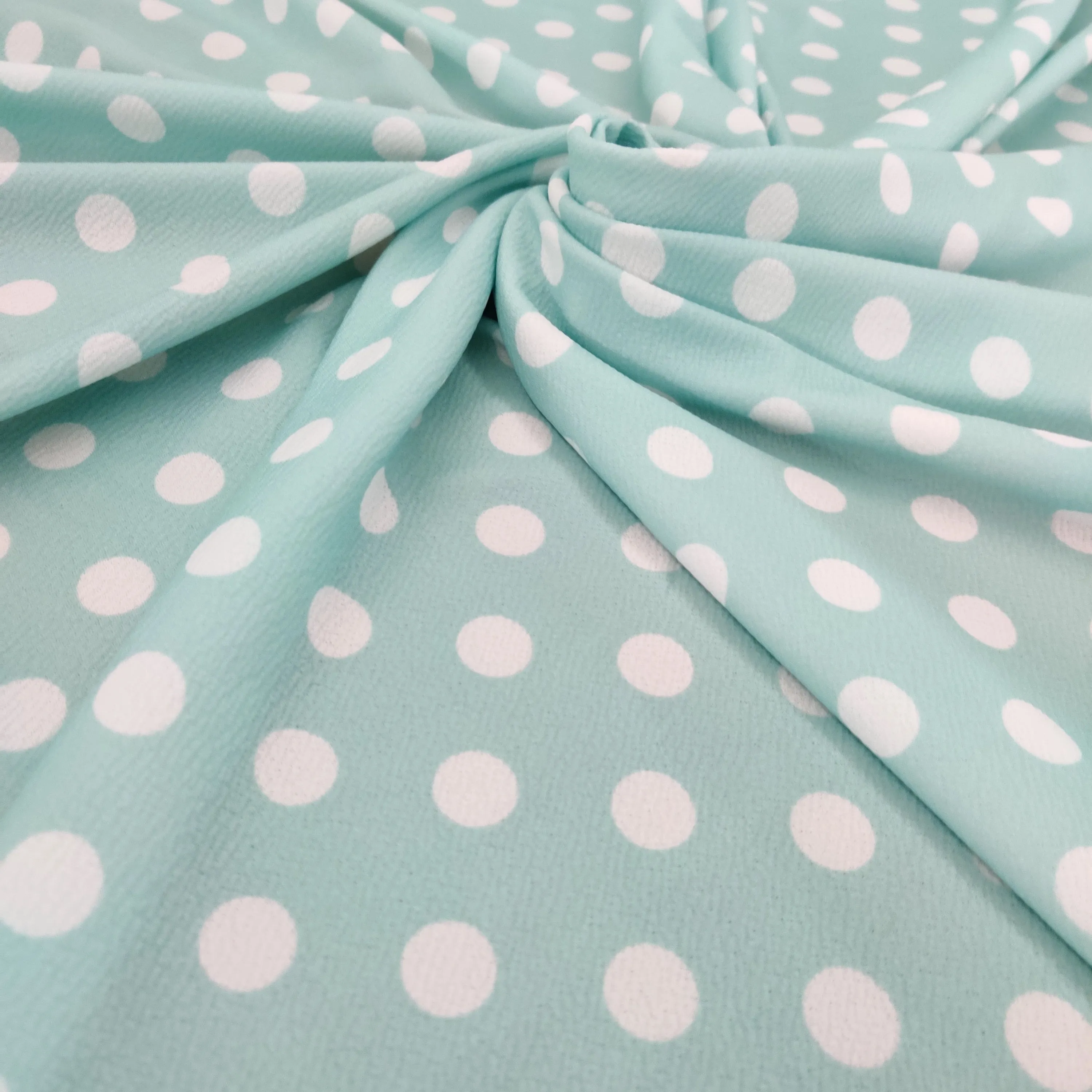 Optimized Title: Stylish Mint Polka Dot Bubble Crepe Dress with Flattering Fit
