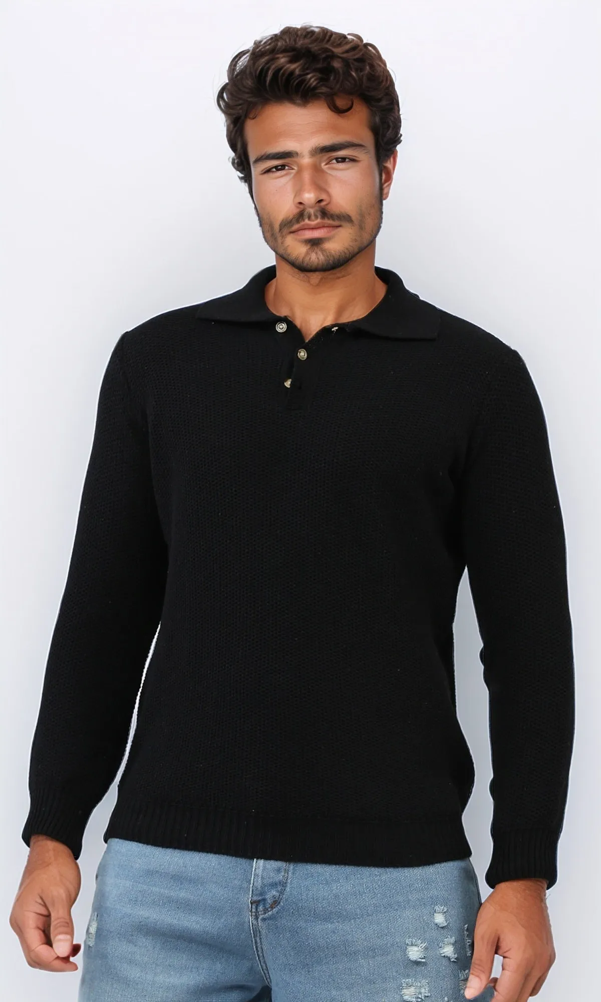 o201231 - Regular Fit Basic Pullover With Long sleeves - Black
