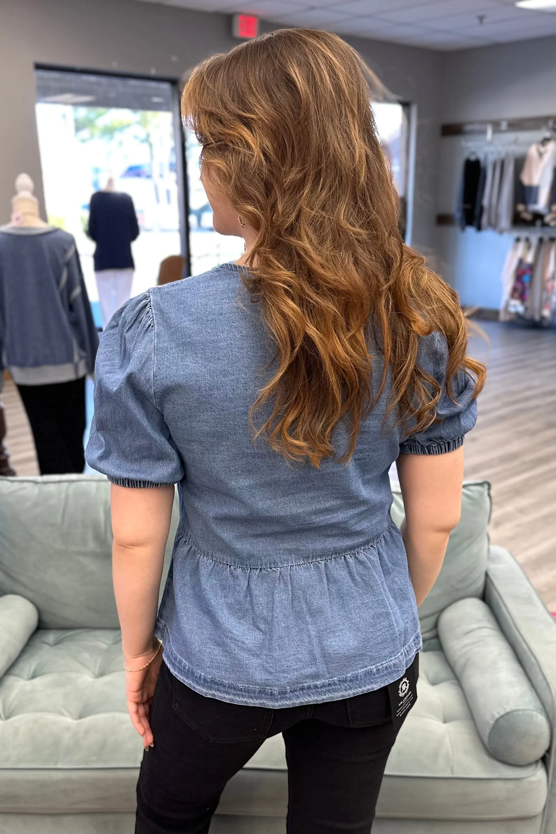PEYTON Front Tied Denim Top