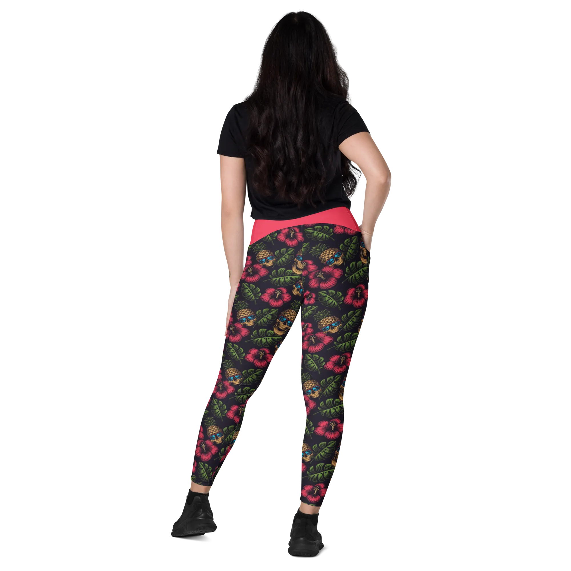 Pineapple Skulls Crossover leggings with pockets