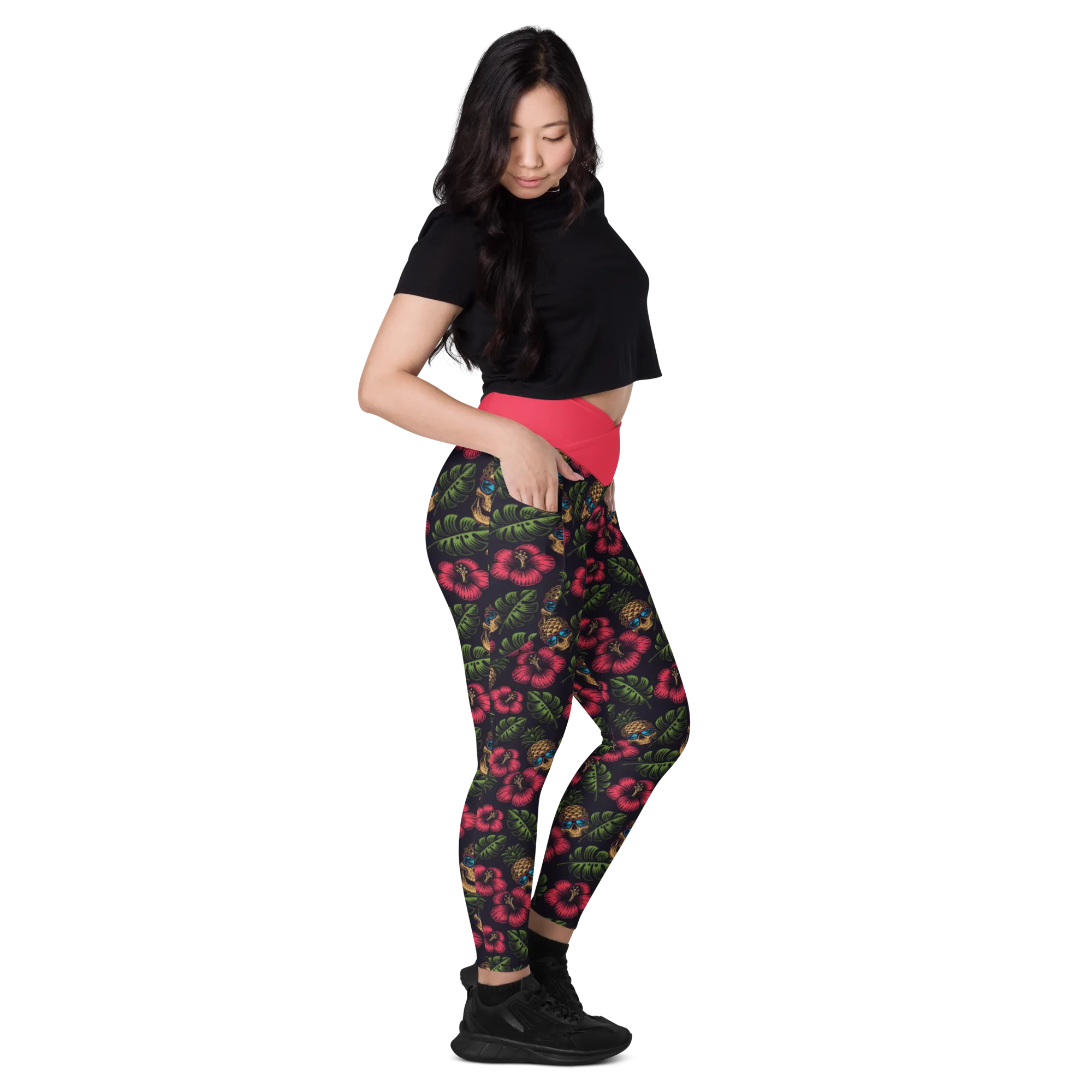 Pineapple Skulls Crossover leggings with pockets