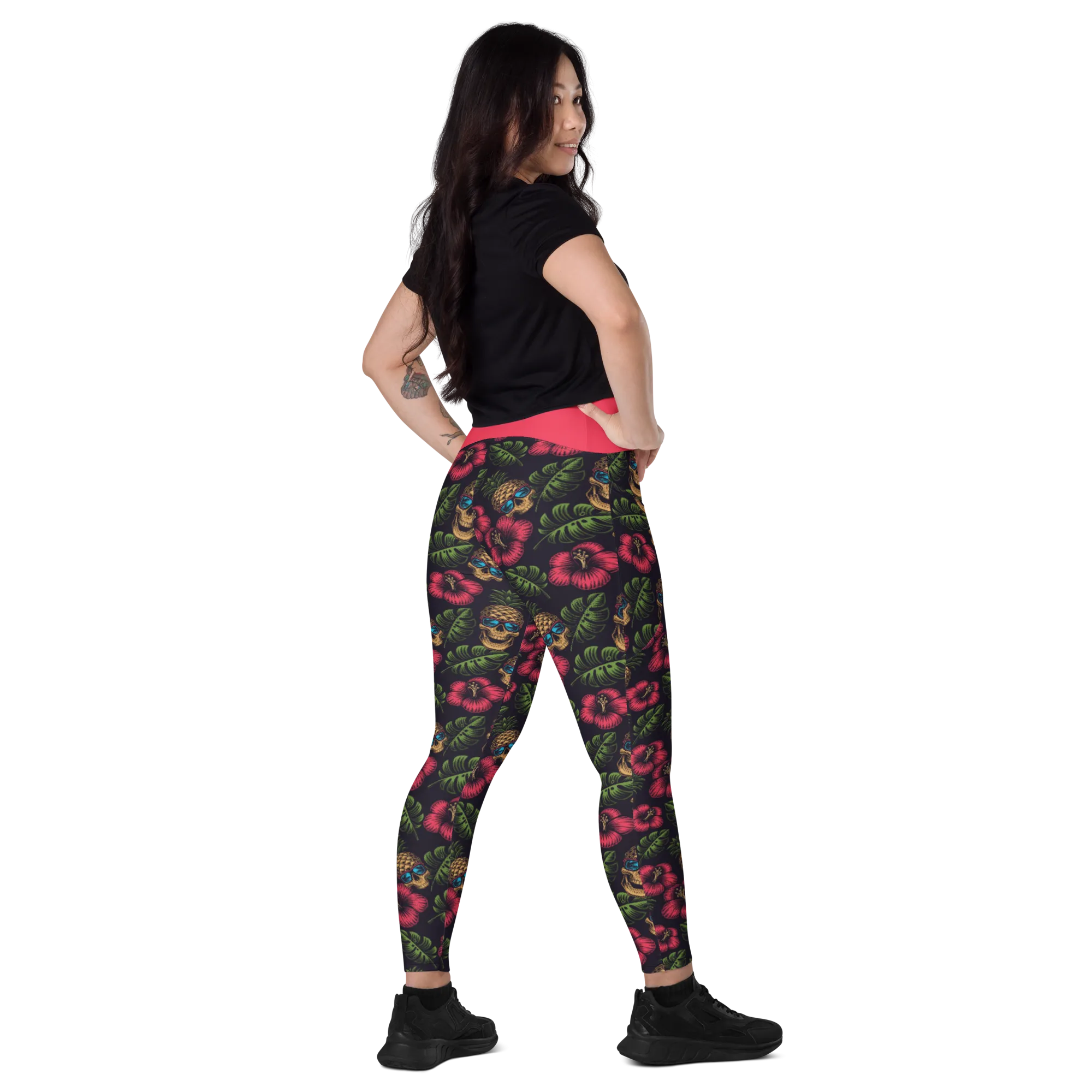 Pineapple Skulls Crossover leggings with pockets
