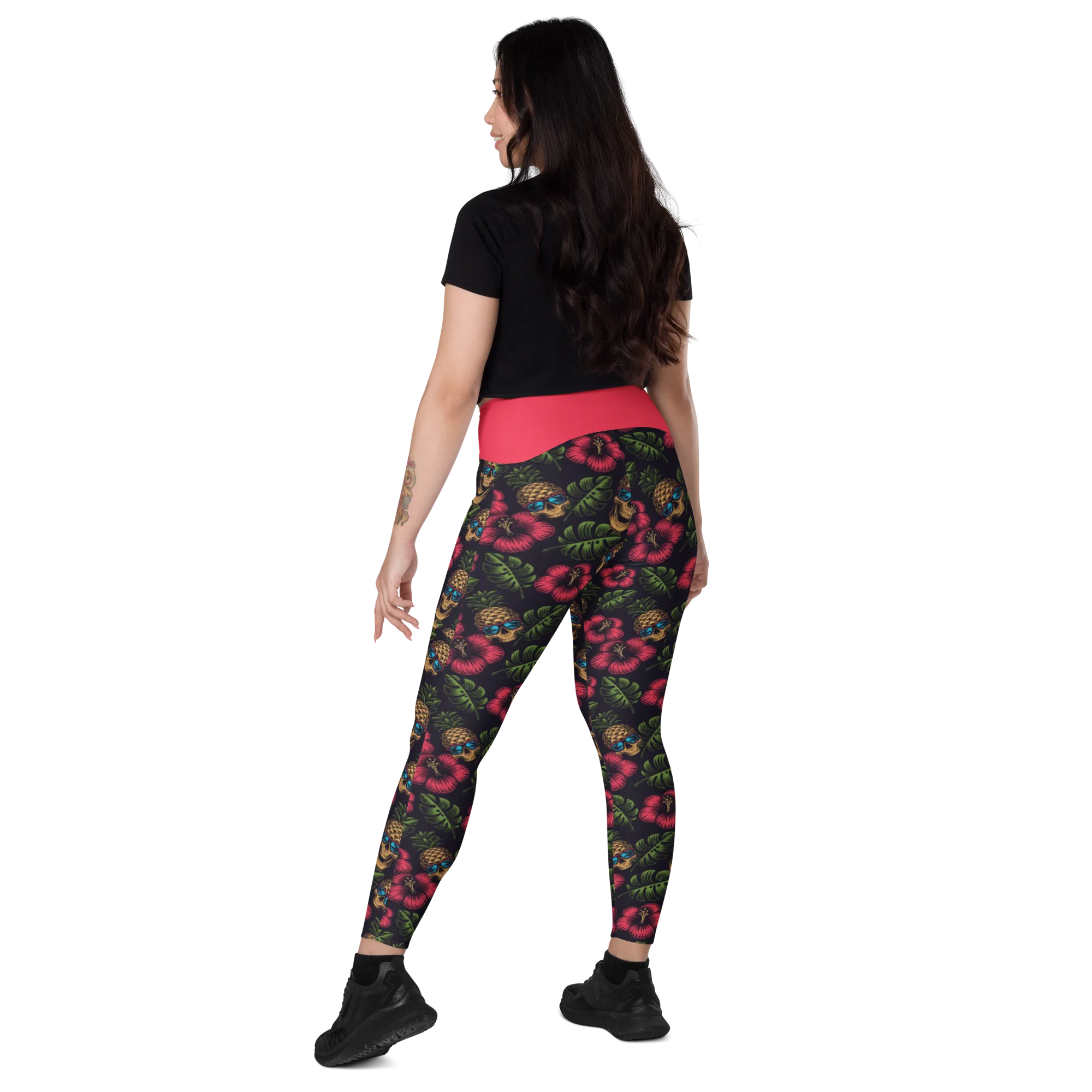 Pineapple Skulls Crossover leggings with pockets