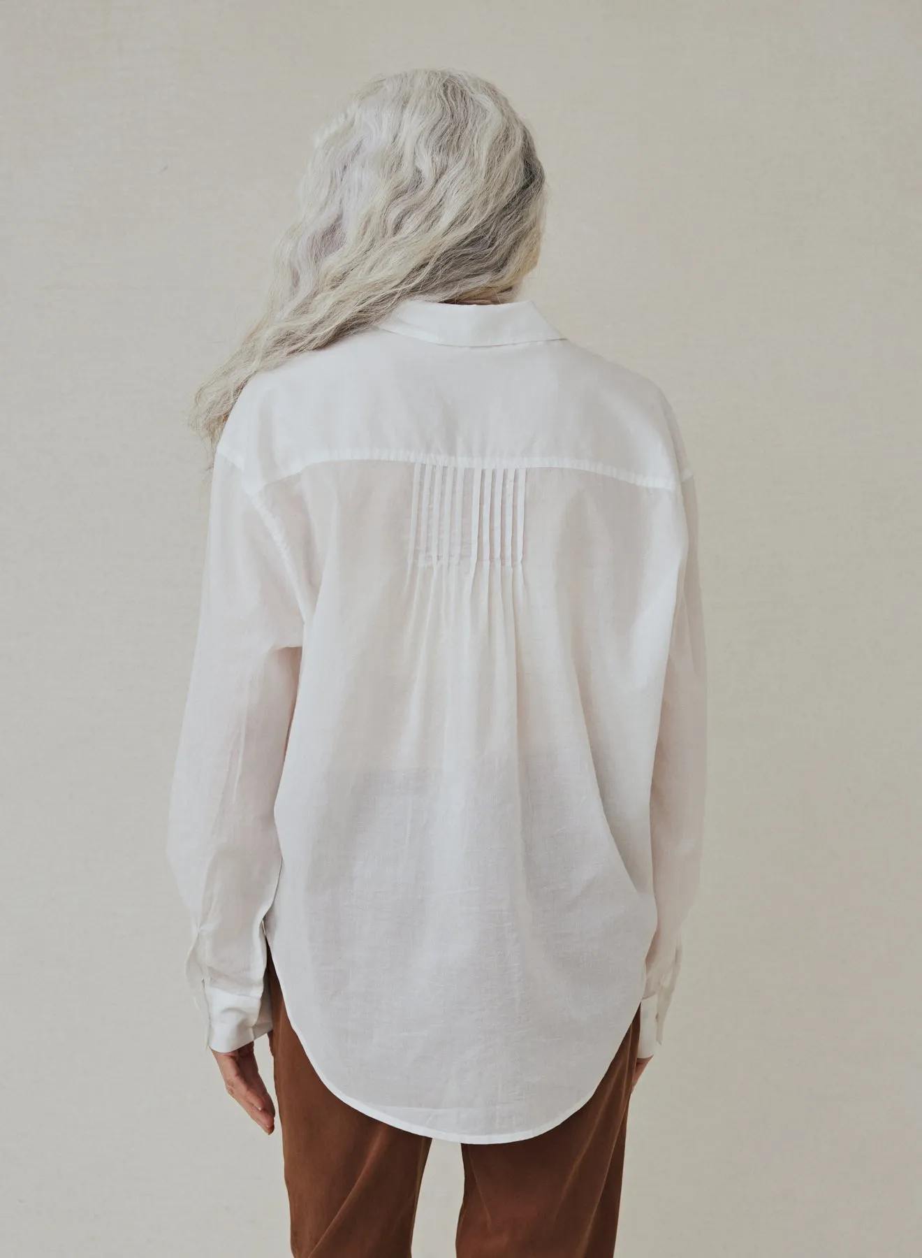 Pintuck Flowy Shirt - White