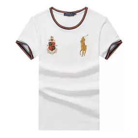 PRL Custom Fit Horseman Logo Designed Cotton T-shirt - White