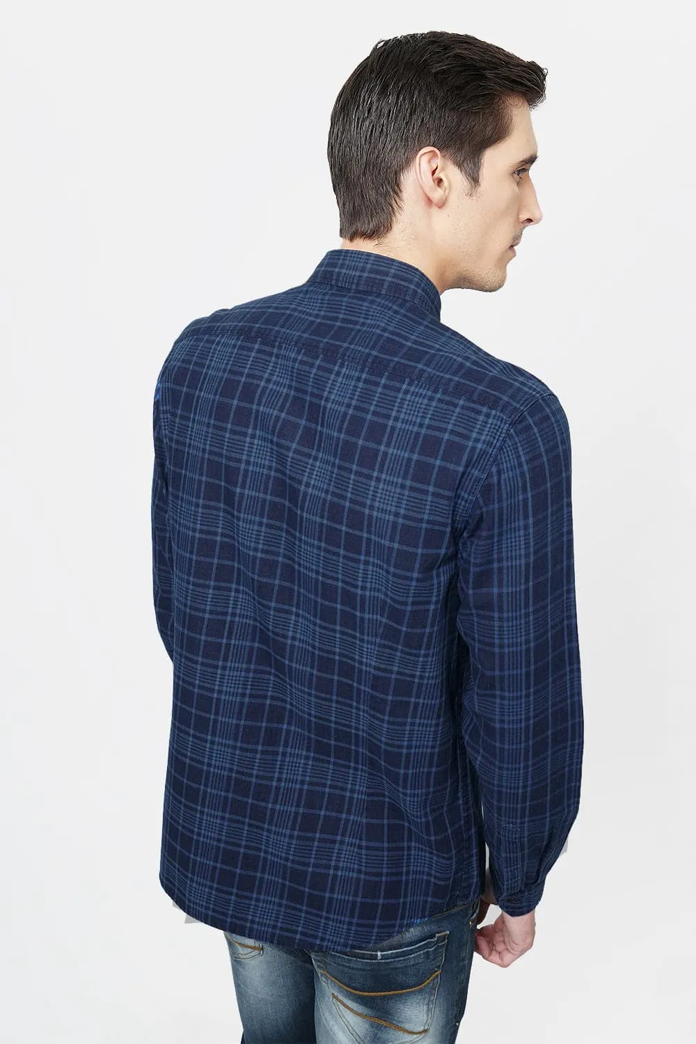 Slim Fit Indigo Checks Shirt