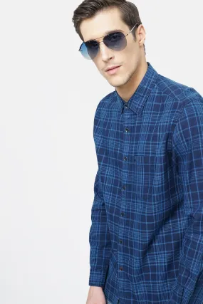 Slim Fit Indigo Checks Shirt