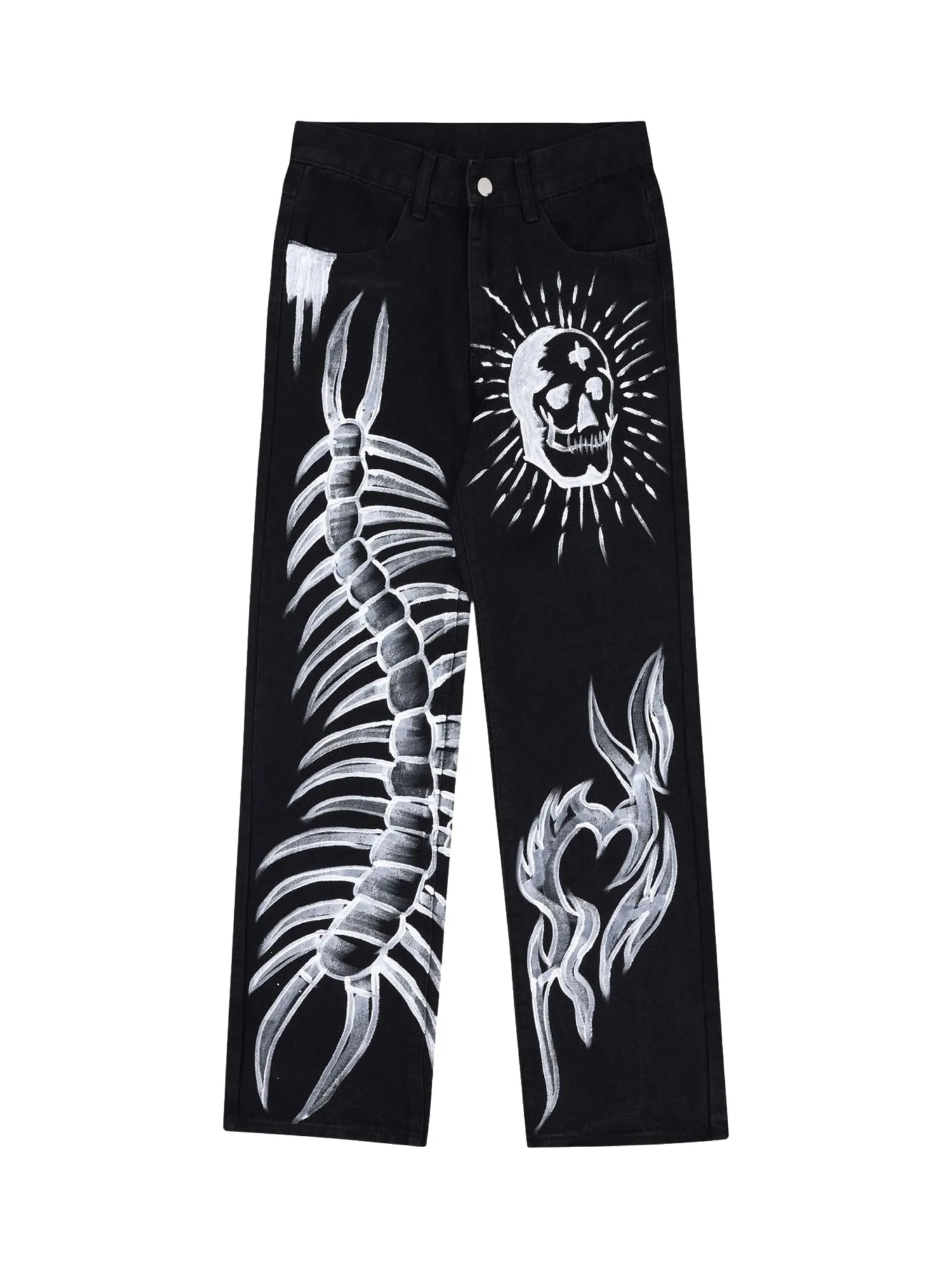 Sneakerhill Skull Centipede Print Casual Pants