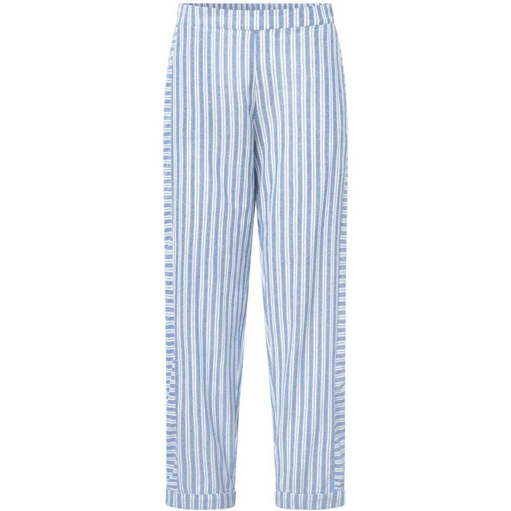 Striped print Beate pants / 100132 - Blue Yarndye Stripe