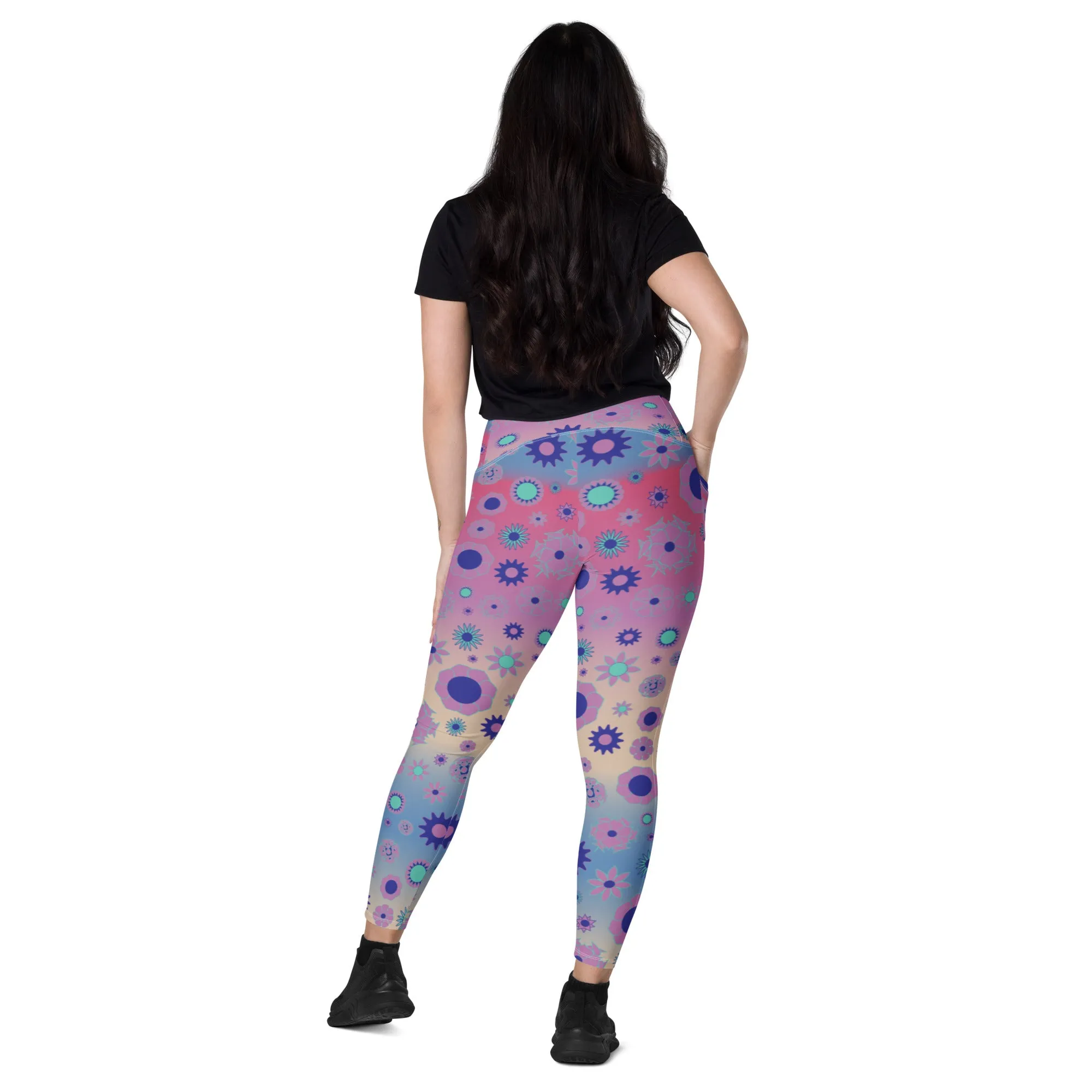 Tie Dye Pink Crossover leggings with pockets