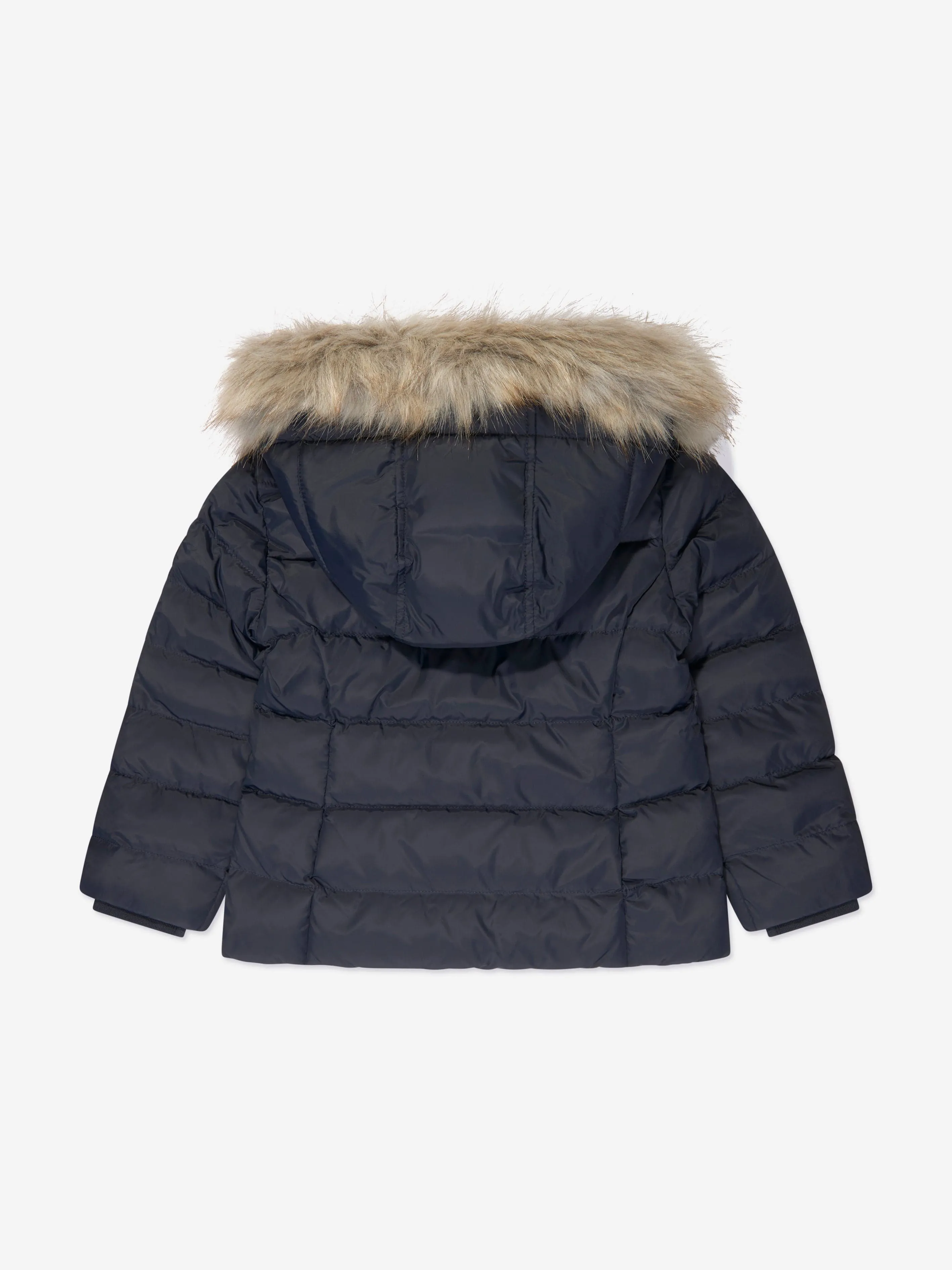 Tommy Hilfiger Girls Essential Down Fur Hood Jacket in Navy
