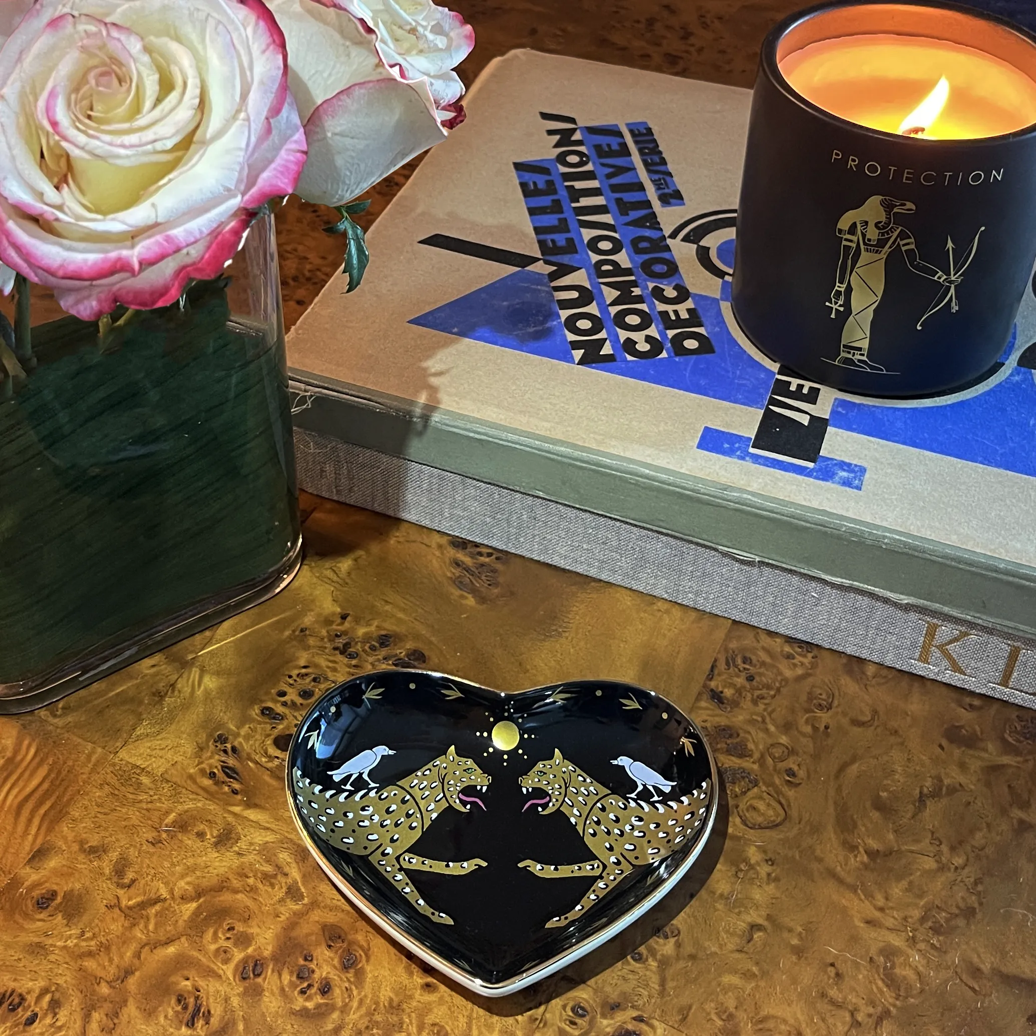 Two Cheetahs Ceramic Heart Dish