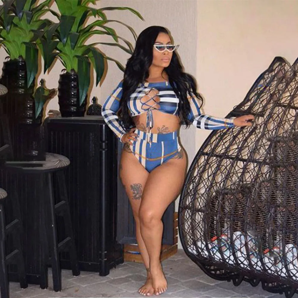 Vacation Print Long Sleeve Swimsuit