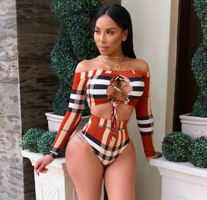 Vacation Print Long Sleeve Swimsuit