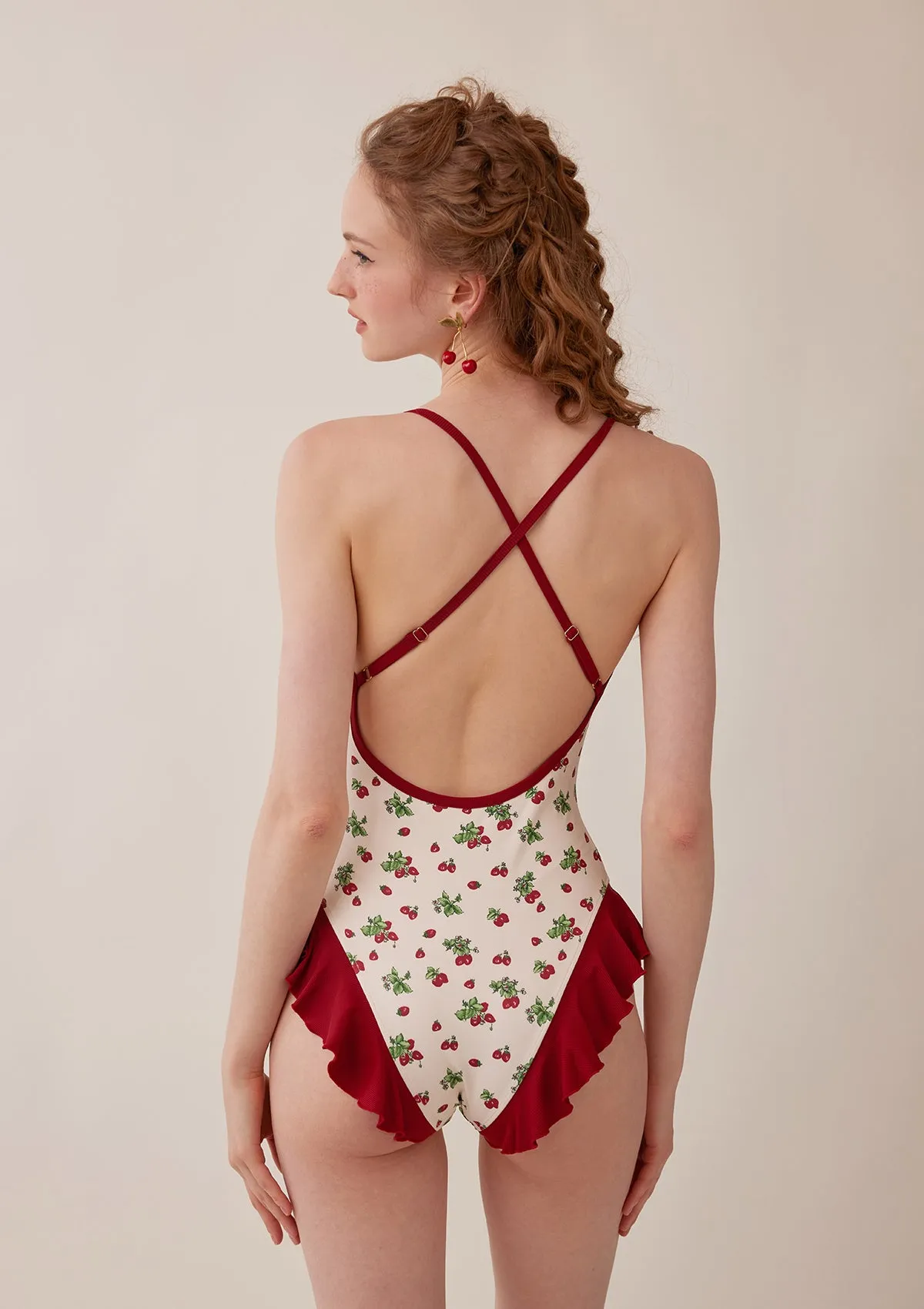 Chic Vibrant Strawberry-Red Bodysuit for Women