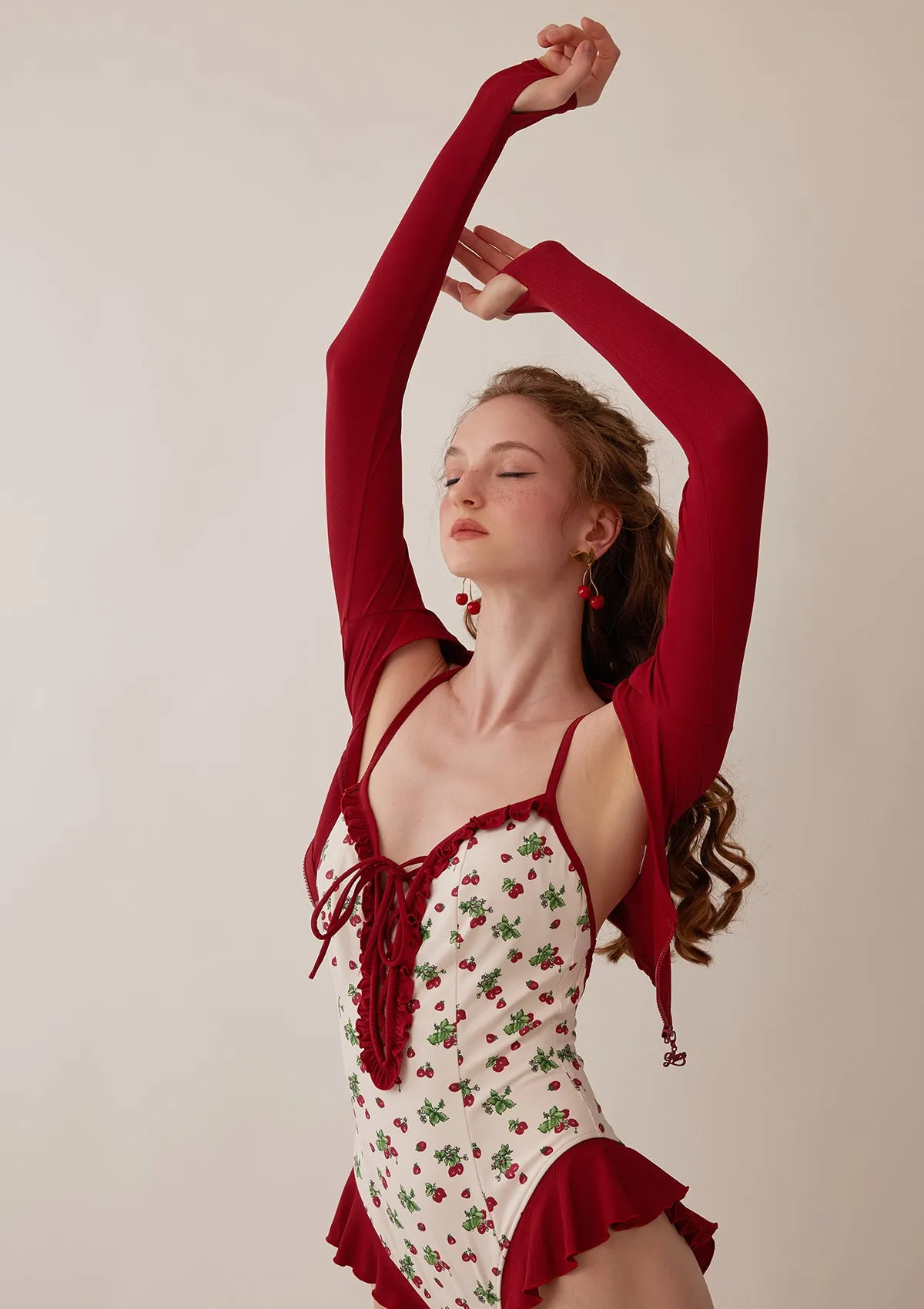 Chic Vibrant Strawberry-Red Bodysuit for Women