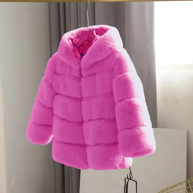Winter Girl Faux Fur Coat Baby Girls Clothes Parka Jacket Warm Elegant Teenager Fur Coat Plus Size Kid Clothing Snow Outfit