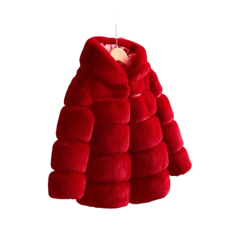 Winter Girl Faux Fur Coat Baby Girls Clothes Parka Jacket Warm Elegant Teenager Fur Coat Plus Size Kid Clothing Snow Outfit