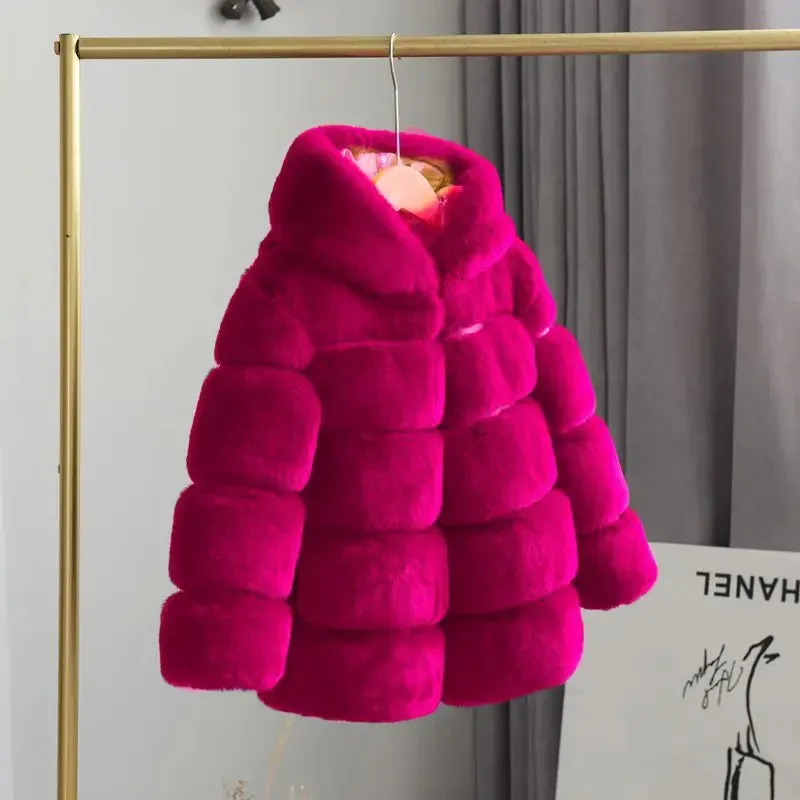 Winter Girl Faux Fur Coat Baby Girls Clothes Parka Jacket Warm Elegant Teenager Fur Coat Plus Size Kid Clothing Snow Outfit