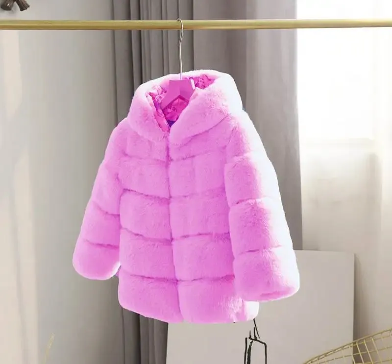Winter Girl Faux Fur Coat Baby Girls Clothes Parka Jacket Warm Elegant Teenager Fur Coat Plus Size Kid Clothing Snow Outfit