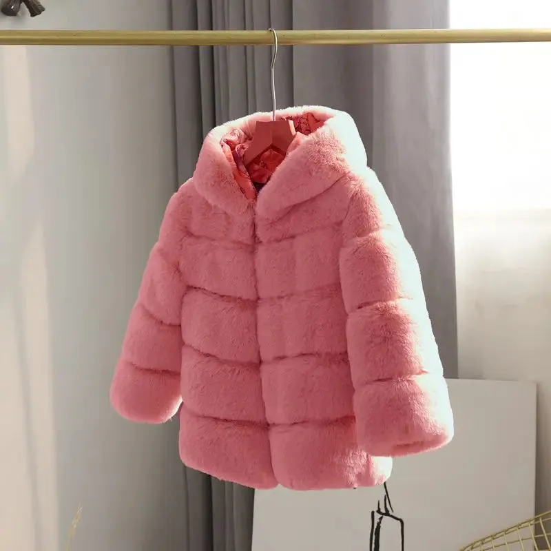 Winter Girl Faux Fur Coat Baby Girls Clothes Parka Jacket Warm Elegant Teenager Fur Coat Plus Size Kid Clothing Snow Outfit