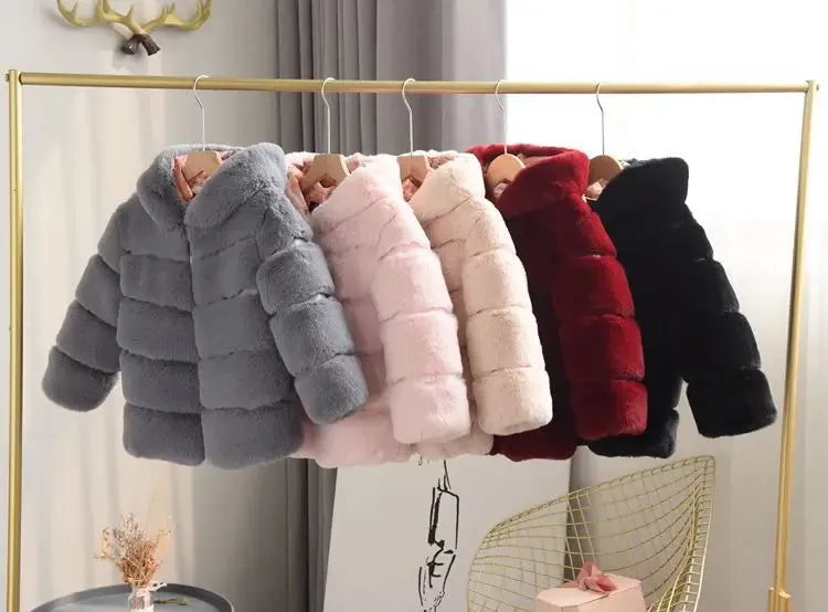 Winter Girl Faux Fur Coat Baby Girls Clothes Parka Jacket Warm Elegant Teenager Fur Coat Plus Size Kid Clothing Snow Outfit